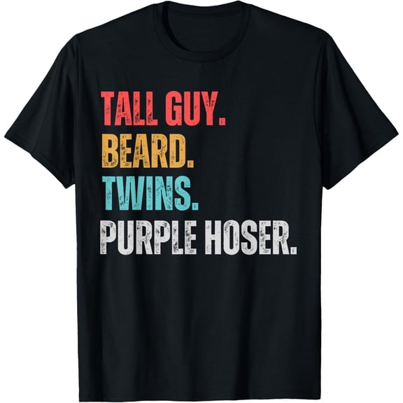 t-shirt for kids dude-TALL GUY BEARD TWINS PURPLE HOSER T-Shirt mens，black，women，funny，journey，Crew Neck, Short Sleeve,printing