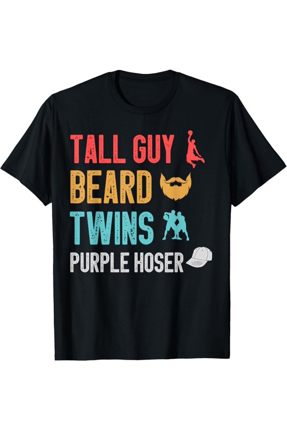 t-shirt for kids dude-TALL GUY BEARD TWINS PURPLE HOSER T-Shirt mens,black,women,funny,journey,Crew Neck, Short Sleeve,printing