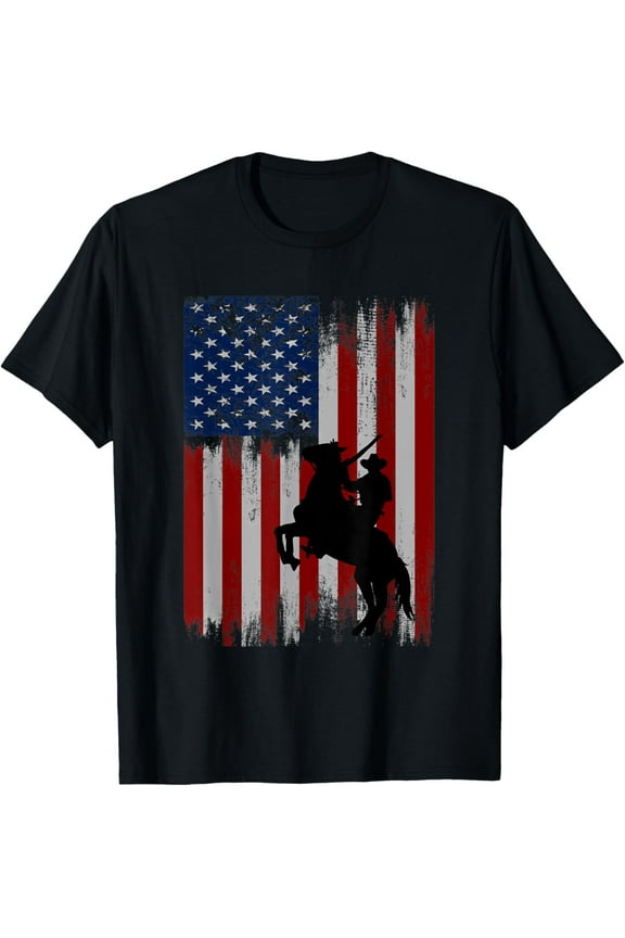 t-shirt vintage usa american flag cowboy Rodeo Roping Horse Riding T-Shirt.