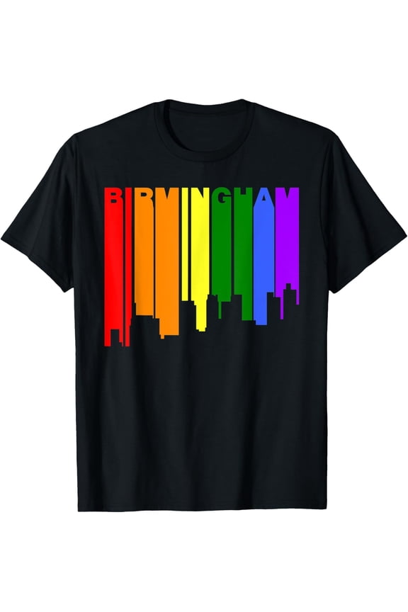 t-shirtBirmingham Alabama LGBTQ Gay Pride Rainbow Skyline T-Shirt mens t shirt，black，women，funny，misfits，men，journey