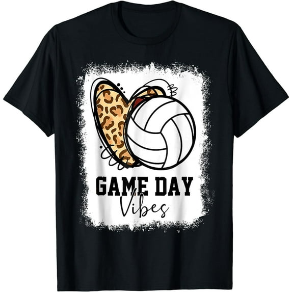 t-shirtBleached Volleyball Game Day Vibes Volleyball Mom Game Day T-Shirt mens t shirt,black,women,funny,misfits,men,journey