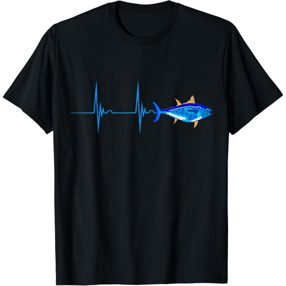 Bluefin Tuna Heartbeat EKG Pulseline Deep Sea Fishing TShirt