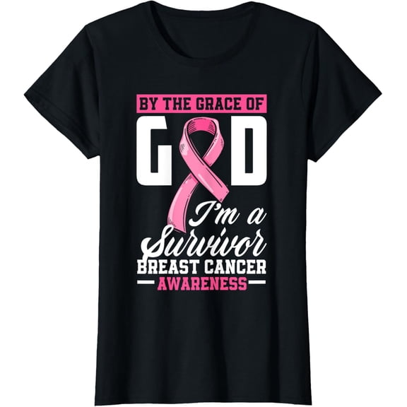 t-shirtBy The Grace God I'm A Survivor Breast Cancer Survivor T-Shirt mens t shirt，black，women，funny，misfits，men，journey