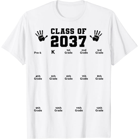 Class of 2037 Handprint Shirt Grow With Me Pre-k Graduation T-Shirt mens t shirt,white,women,funny,misfits,men,journey