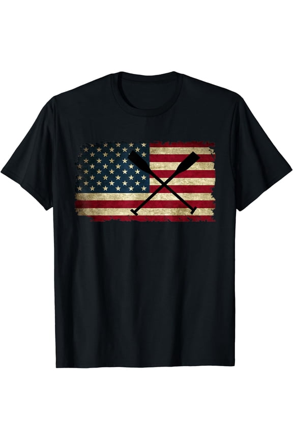 t-shirtCollege Rowing Crew TShirt Row Team Oars American Flag Rower mens t shirt，black，women，funny，misfits，men，journey