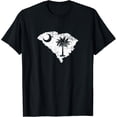 thumbnail image 1 of t-shirtDistressed White South Carolina State Flag Outline T-shirt T-Shirt mens t shirt，black，women，funny，misfits，men，journey, 1 of 4