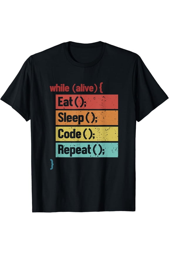 t-shirtEat Sleep Code Repeat Full Stack Coder Software Developer T-Shirt mens t shirt，black，women，funny，misfits，men，journey