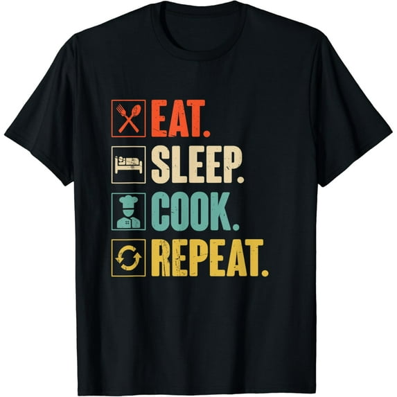 t-shirtEat Sleep Cook Repeat Funny Vintage Cook Cooking Chef T-Shirt mens t shirt，black，women，funny，misfits，men，journey