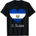 thumbnail image 1 of t-shirtEl Salvador Salvadorian Heart Salvadorean Salvador Flag T-Shirt mens t shirt，black，women，funny，misfits，men，journey, 1 of 4