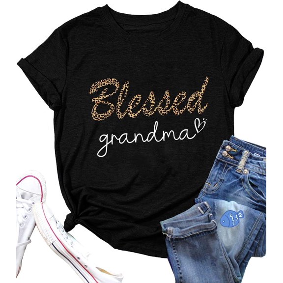 t-shirtGrandma T-Shirt for Women Funny Cute Pattern Blessed Grandma Mom Shirt Casual Grandma Gigi Gift Top mens t shirt，black，women，funny，misfits，men，journey