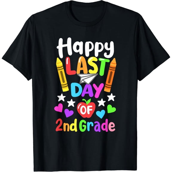 t-shirtHappy Last Day Of School 2nd Grade Class of 2024 Kids T-Shirt mens t shirt，black，women，funny，misfits，men，journey