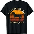 thumbnail image 1 of t-shirtI Just Really Like Horse T-Shirt Horseback Riding Equestrian T-Shirt mens t shirt，white，women，funny，misfits，men，journey, 1 of 4