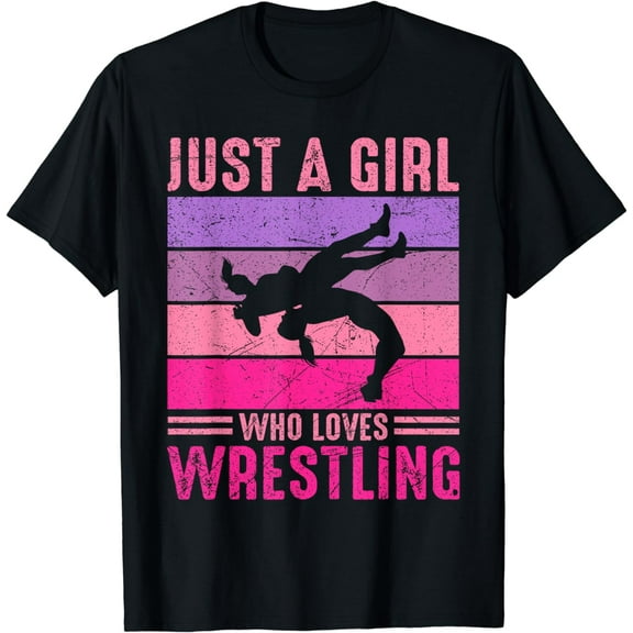 t-shirtJust A Girl Who Loves Wrestling Girl Wrestle Outfit Wrestler T-Shirt mens t shirt，black，women，funny，misfits，men，journey