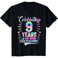 thumbnail image 1 of t-shirtKids Celebrating 9 Year Of Being Awesome With Tie-dye Graphic T-Shirt mens t shirt，black，women，funny，misfits，men，journey, 1 of 4