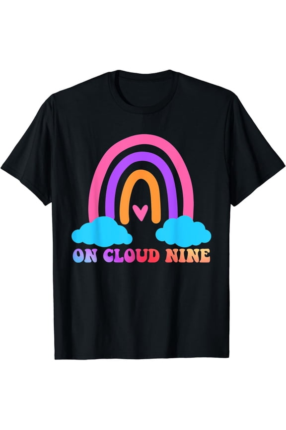 t-shirtKids On Cloud Nine 9th Birthday 9 Years Rainbow Tie Dye T-Shirt mens t shirt,black,women,funny,misfits,men,journey