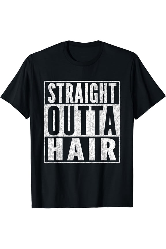 t-shirtMens Funny Bald Joke Straight Outta Hair Loss Baldness T-Shirt mens t shirt®black®women®funny®misfits®men®journey