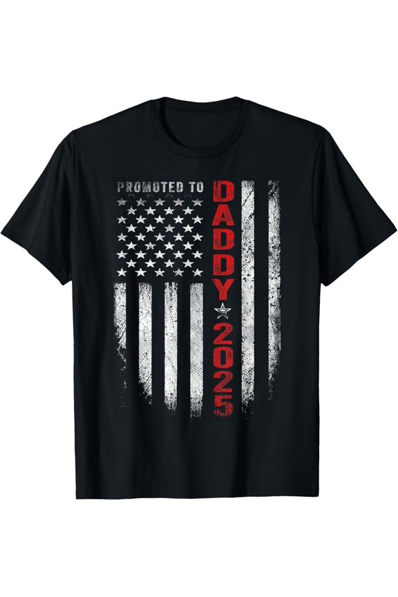 t-shirtPatriotic Mens Promoted To Daddy Est 2025 First Time Dad T-Shirt mens t shirt,black,women,funny,misfits,men,journey