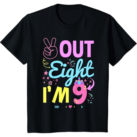 t-shirtPeace Out 8 I'm 9 Years Old 9th Happy Birthday For Boy Girl T-Shirt mens t shirt，black，women，funny，misfits，men，journey