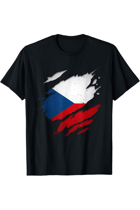 t-shirtProud Czech Shirts | Torn Ripped Czech Republic Flag T-Shirt mens t shirt，black，women，funny，misfits，men，journey