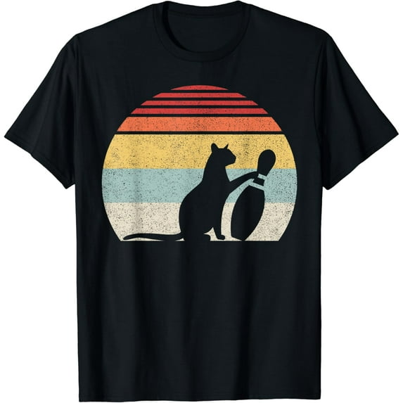 t-shirtRetro Vintage Cat Bowling Funny Team T-Shirt mens t shirt，black，women，funny，misfits，men，journey