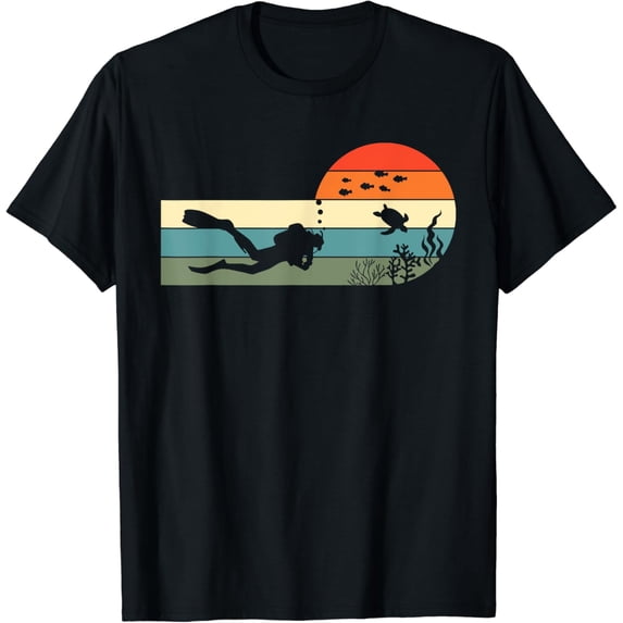 t-shirtScuba Diving Vintage Retro Diver T-Shirt mens t shirt，black，women，funny，misfits，men，journey