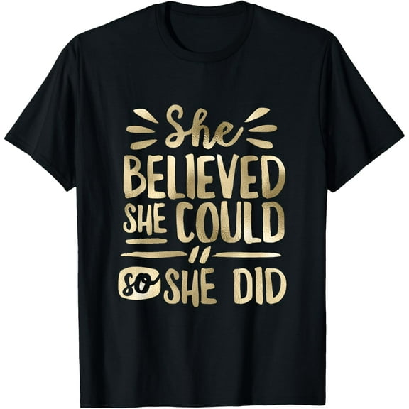 t-shirtShe Believed She Could So She Did Doodle Glam T-Shirt mens t shirt,black,women,funny,misfits,men,journey
