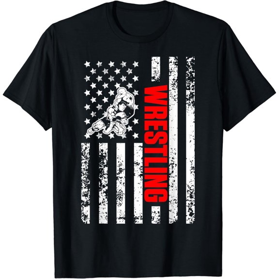 US American Flag Sports Patriotic Wrestling T-Shirt mens t shirt，black，women，funny，misfits，men，journey