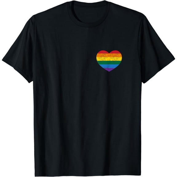 Vintage Distressed Gay Pride Heart T-shirt (gay flag shirt) mens t shirt，black，women，funny，misfits，men，journey，t-shirt