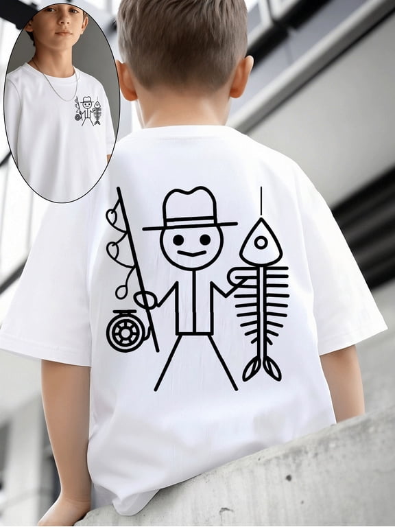 t shirts for boys cotton t shirts for kids boys childrens t shirt for boys boy cotton t shirts printed with fishing for man with rod and fish style suitable for boys