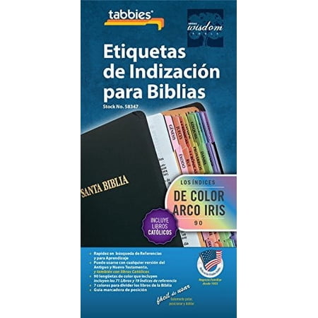 tabbies Rainbow Spanish Catholic Bible Indexing Tabs, Old & New Testaments Plus Catholic Books, 90 Multi-Colored Tabs Inc. 71 Books & 19 Ref. (58347) Rainbow Colored Catholic (90 Tabs)