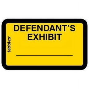 tabbies exhibit labels, defendant's exhibit yellow, 1-5/8" x 1", 252 labels per package
