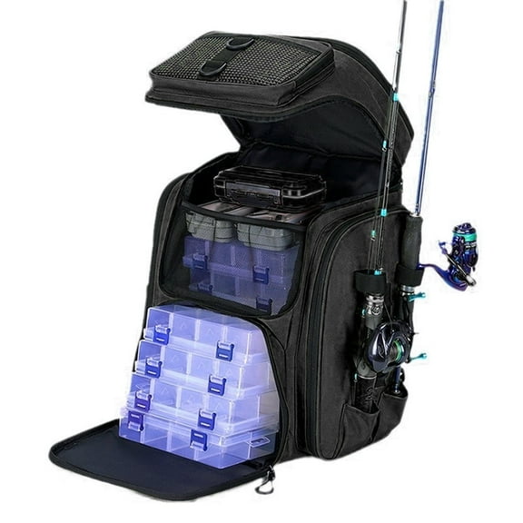 Eccomum Fishing Tackle Backpack , Large Outdoor Storage Tackle Bag  for Fishing Gear,Green（NO Trays）