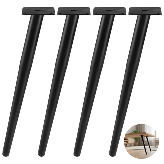 4 Pcs Metal Furniture Legs, 15.7 inch Oblique Tapered Coffee Table Legs, Matte Black Heavy Duty Bench Supports for DIY Sofa Cabinet TV Stand, Mid Century Modern Replacement Feet with Mounting Screws