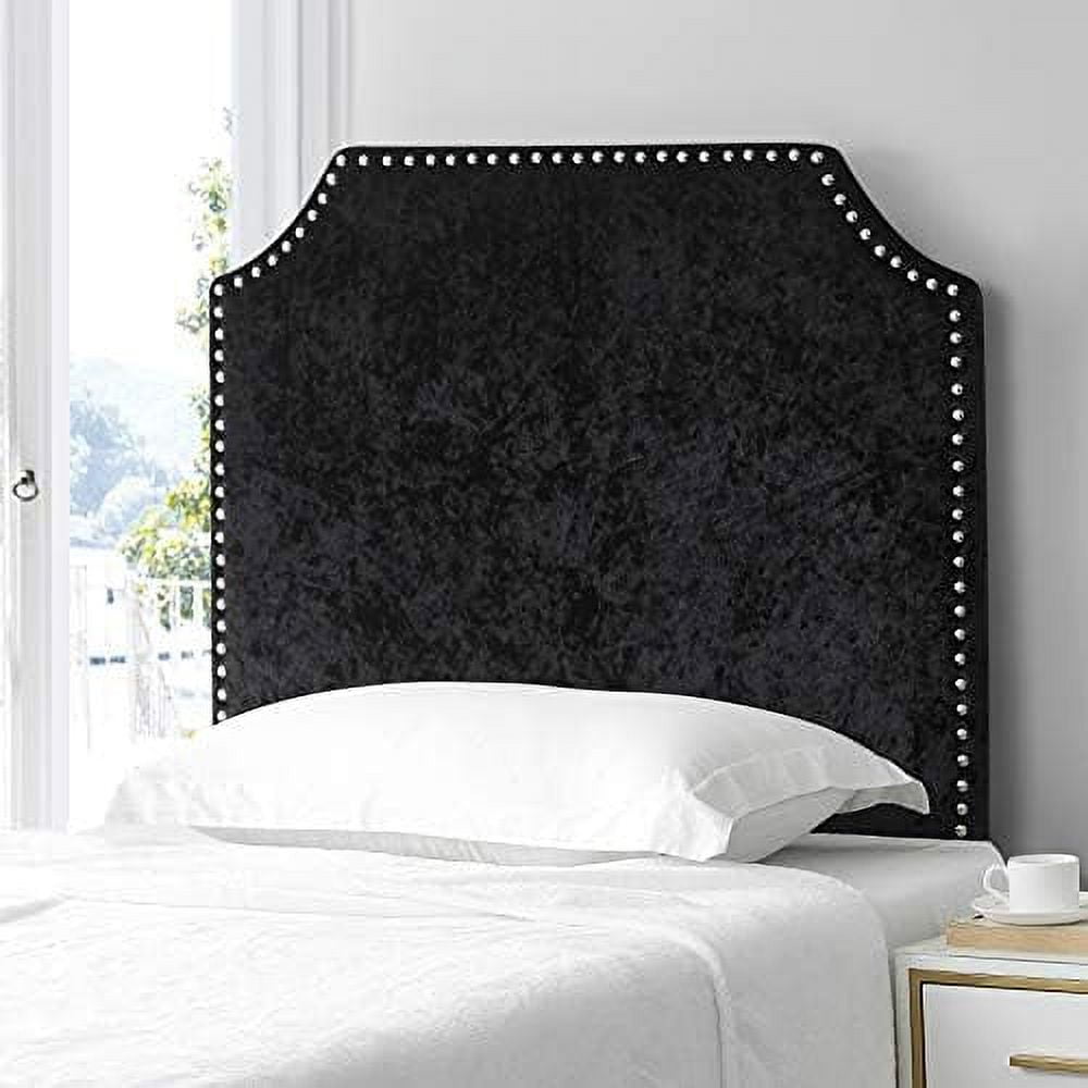 tacked headboard velvet crush black