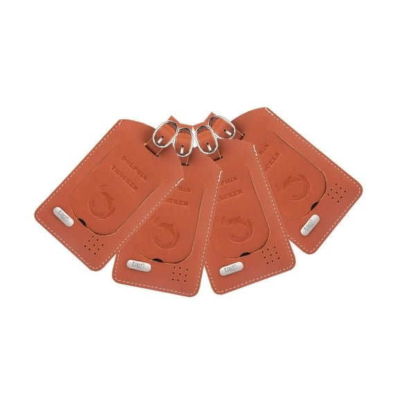 tag8 Dolphin Smart Bag Tracker tag, Android and iOS Compatible, Alternative to GPS Tracker for Locating Valuables Within Approximate Distance, Bluetooth Luggage tag and Suitcase Finder, 4 Piece, Tan
