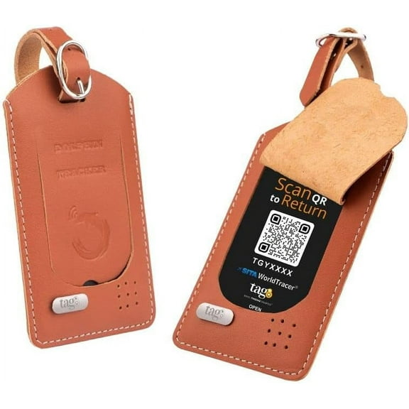 tag8 Dolphin Smart Bag Tracker tag, Android and iOS Compatible, Alternative to GPS Tracker for Locating Valuables Within Approximate Distance, Bluetooth Luggage tag and Suitcase Finder, 2 Piece, Tan
