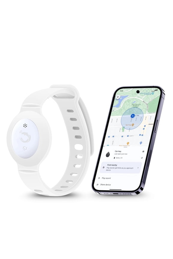 Dolphin Smart Watch Tracker for Kids | GPS Location Tracker For Android Find My Device | Water‑Resistant with Secure Silicone Strap | Instant Ring Locator | White