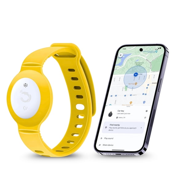 tag8 Dolphin Smart Watch Tracker for Kids | GPS Location Tracker For Android Find My Device | Water‑Resistant with Secure Silicone Strap | Instant Ring Locator |Yellow
