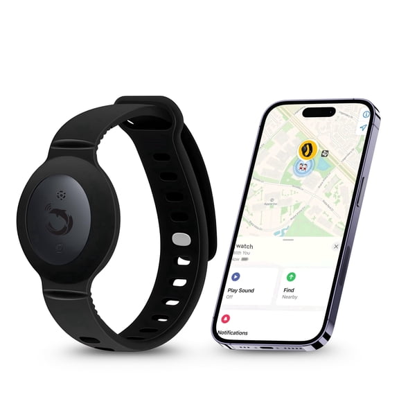 tag8 Dolphin Smart Watch Tracker Rex for Kids | GPS Location Tracker For IOS, Apple Find My Device | Water‑Resistant with Secure Silicone Strap | Instant Ring Locator | Black