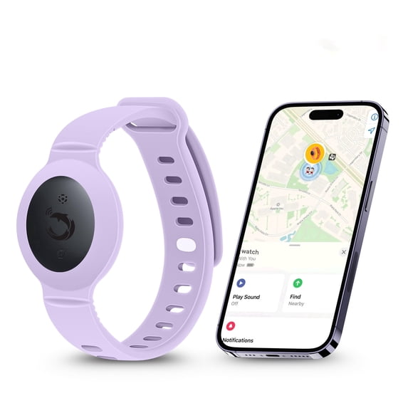 tag8 Dolphin Smart Watch Tracker Rex for Kids | GPS Location Tracker For IOS, Apple Find My Device | Water‑Resistant with Secure Silicone Strap | Instant Ring Locator | Purple