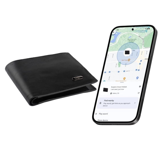 Tag8 Wireless Rechargeable Smart Wallet with Android Find My Tracker, RFID Blocking Leather Wallet with Built-in GPS, Bluetooth Anti-Lost Slim Bifold for Men & Women  Black