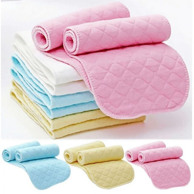 Taicans 1PCS Cotton Baby Diapers,Reusable&Washable Diaper Pad Liners,12.6''X4.72'' 3 Layer Insert 100% Cotton Baby Care Products,Soft Skin-Friendly Folding-Free Baby Cotton Diapers Diaper Pad Yellow