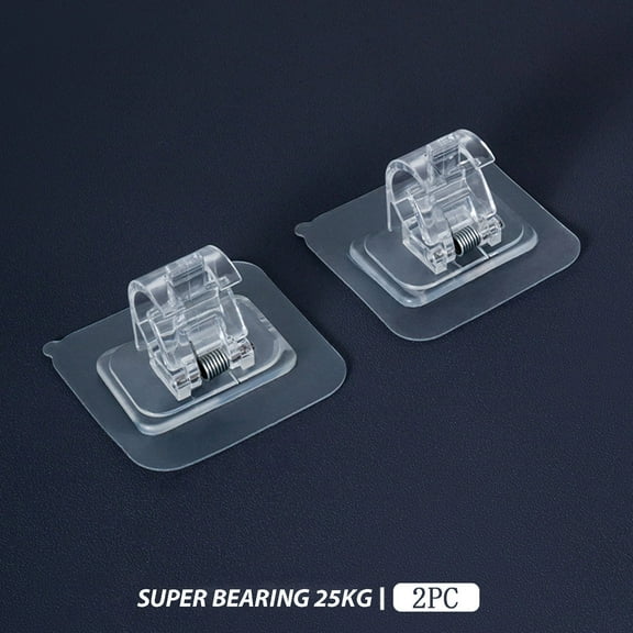 Taicans 2 Pack No Drilling Self Adhesive Curtain Rod Holder Hooks,Clear Nail Free Adjustable Curtain Rod Hooks,Curtain Rod Hooks Curtain Hangers for Bathroom Kitchen Home Bathroom