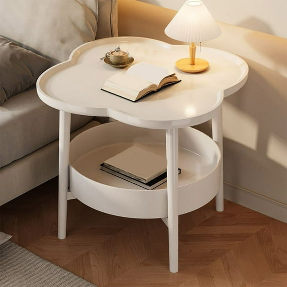 taicans 2 Tier End Table,Side Table with Removable Tray,End Table Round Side Table Small Accent Table,Waterproof Small Sofa Coffee Side Tables Bedroom Indoor Outdoor