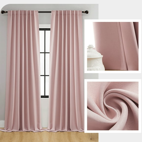 Taicans 2-pack Blackout Energy Efficient Grommet Single Curtain Panel,Floor to Ceiling Curtains，Thermal Insulated Room Darkening Drapes for Home Family Decorations 39"x51" Pink