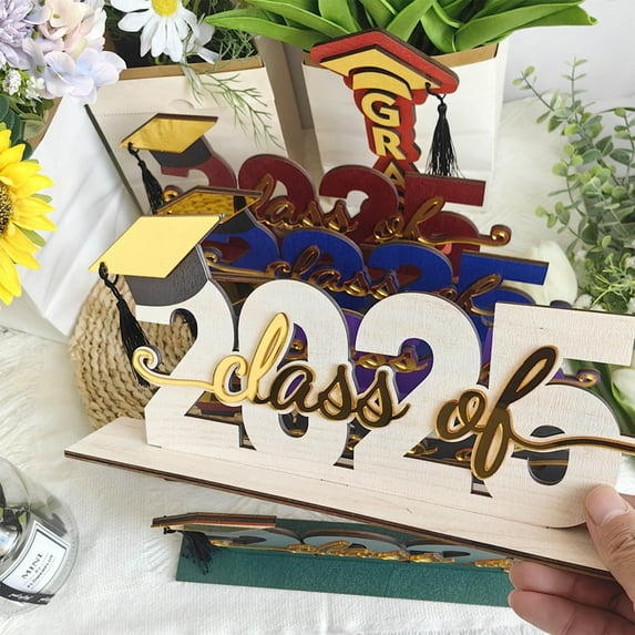 taicans 2025 Graduation Party Decorations,Class of 2025 Graduation Party Decorations Wooden 2025 Graduation Congrats Grad Centerpieces Congratulate Graduation Table Toppers Decorations-A