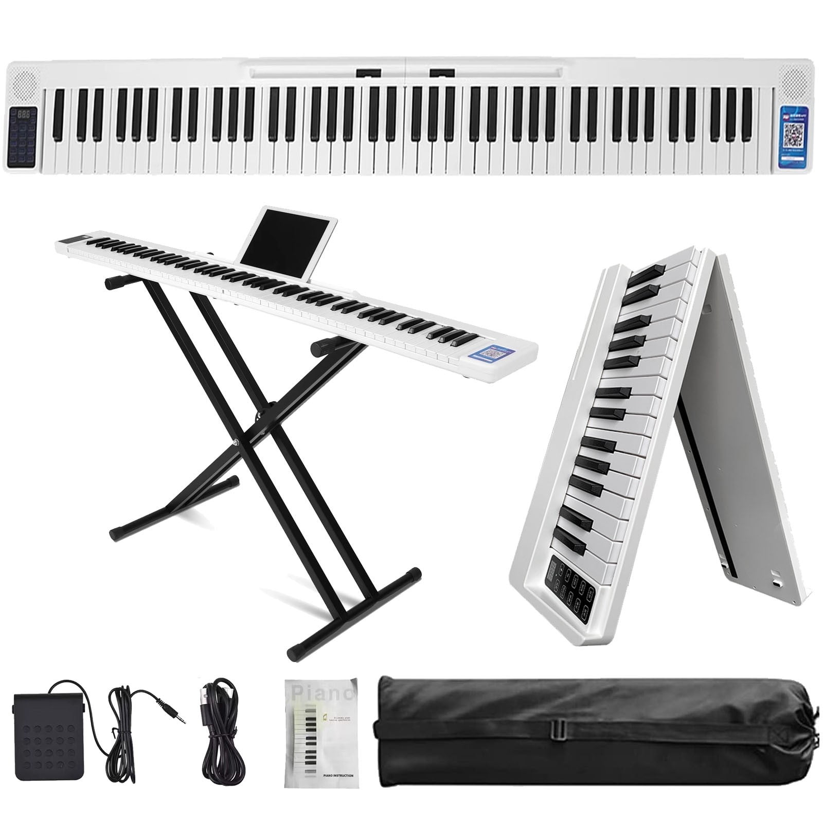 taicans Black and Friday Deals!88 Key Foldable Electronic Keyboard Piano Semi-Weighted Piano Digital Piano With Bluetooth Mode 129 Rhythms 108 Tones And 88 Demos For Beginner