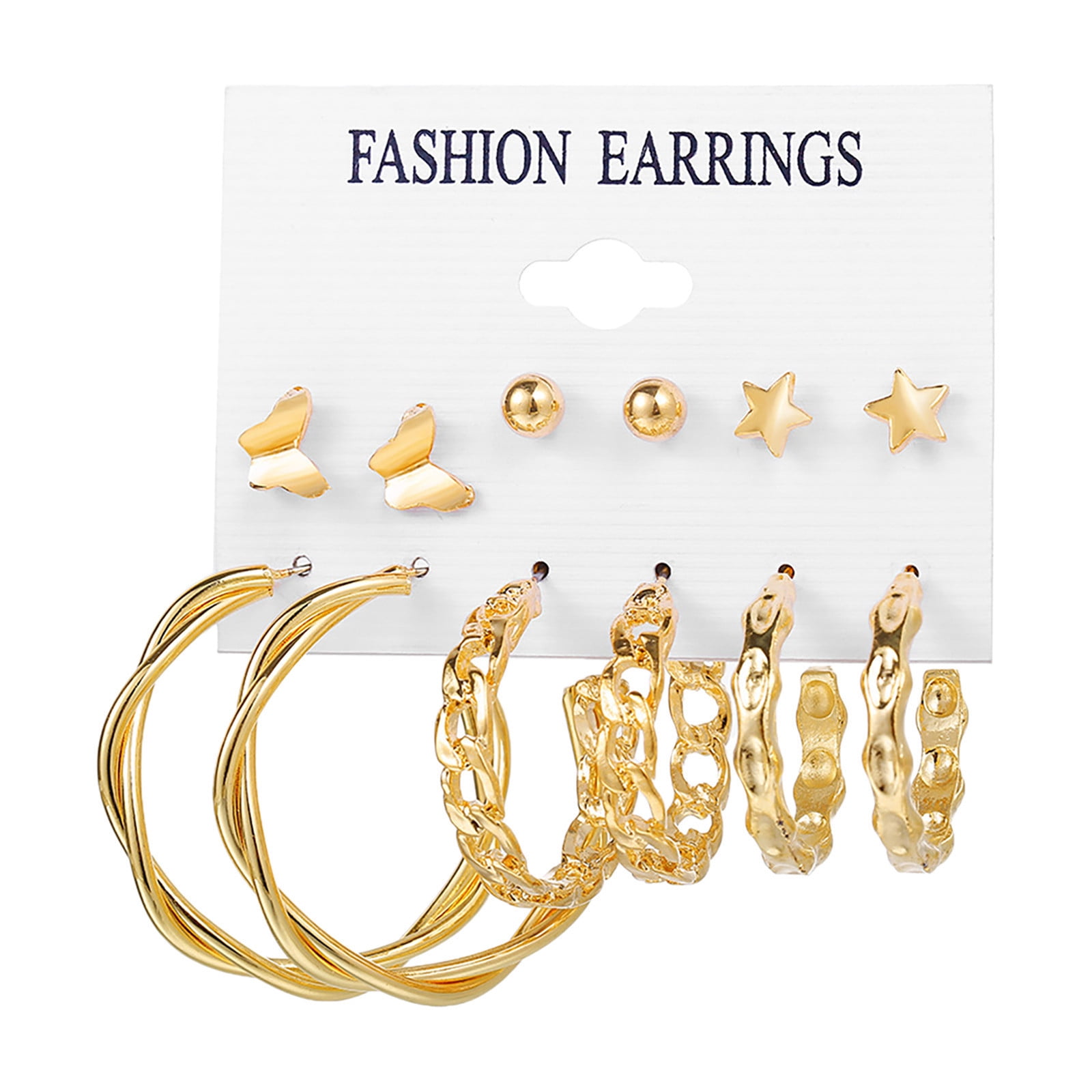 taicans 6 Pairs Gold Hoop Earrings Set for Women,Fashion Multipack Twisted Statement Earring Pack,Hypoallergenic Small Big Hoops Earrings