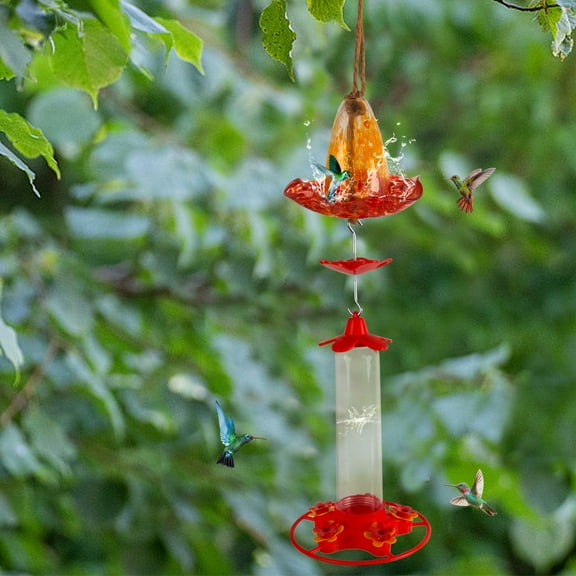 Taicans Bird Feeder for Outdoors Hanging,2 in 1 Hummingbird Feeder and Bird Bath for Outdoors,Hanging Bird Bath Fountains,Hummingbird Bath Fountain with Feeder Pots（D)