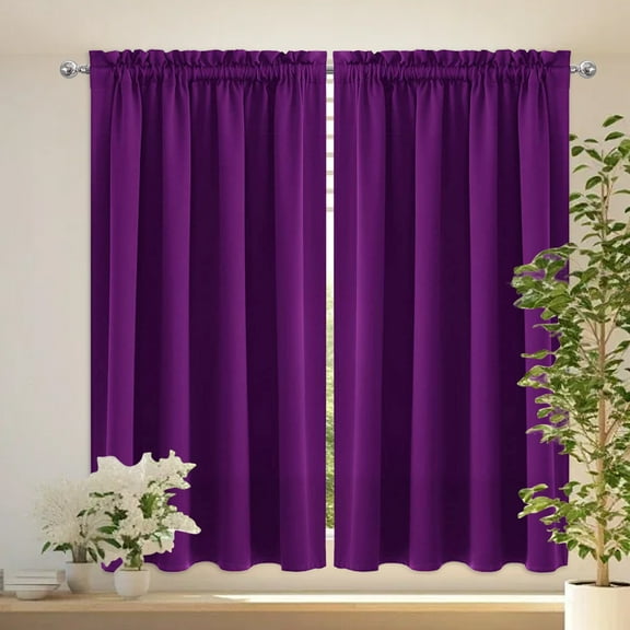 Taicans Blackout Curtain Panel Pair,Solid Blackout Single Panel,Blackout Curtain Panels,Rod Pocket Blackout Curtain,Thermal Insulated Room Darkening Drapes for Home Family Decorations 38" x 63" Purple